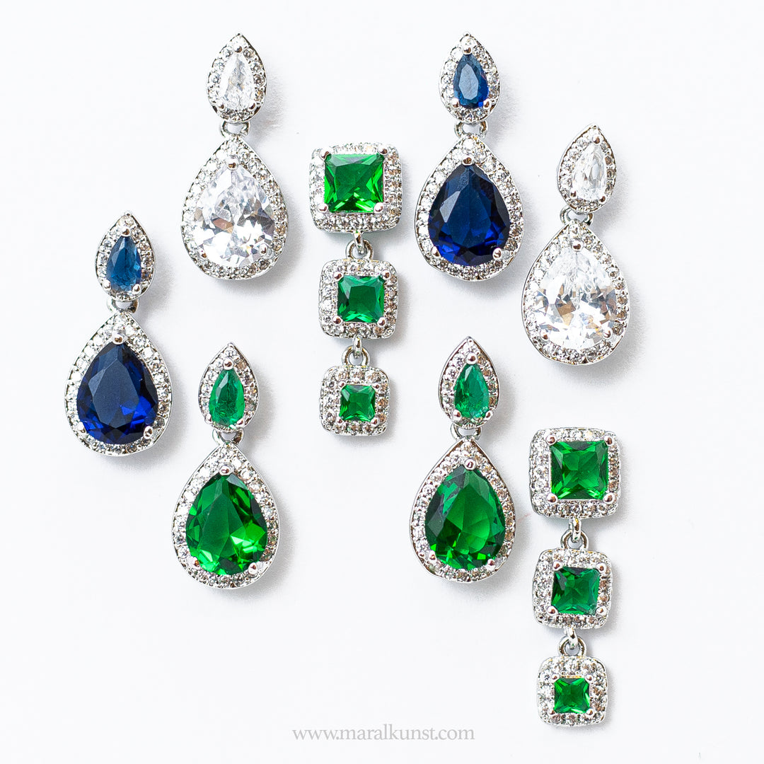 Spanish ( Malaga) blue Cobalt cz   Sapphire earrings
