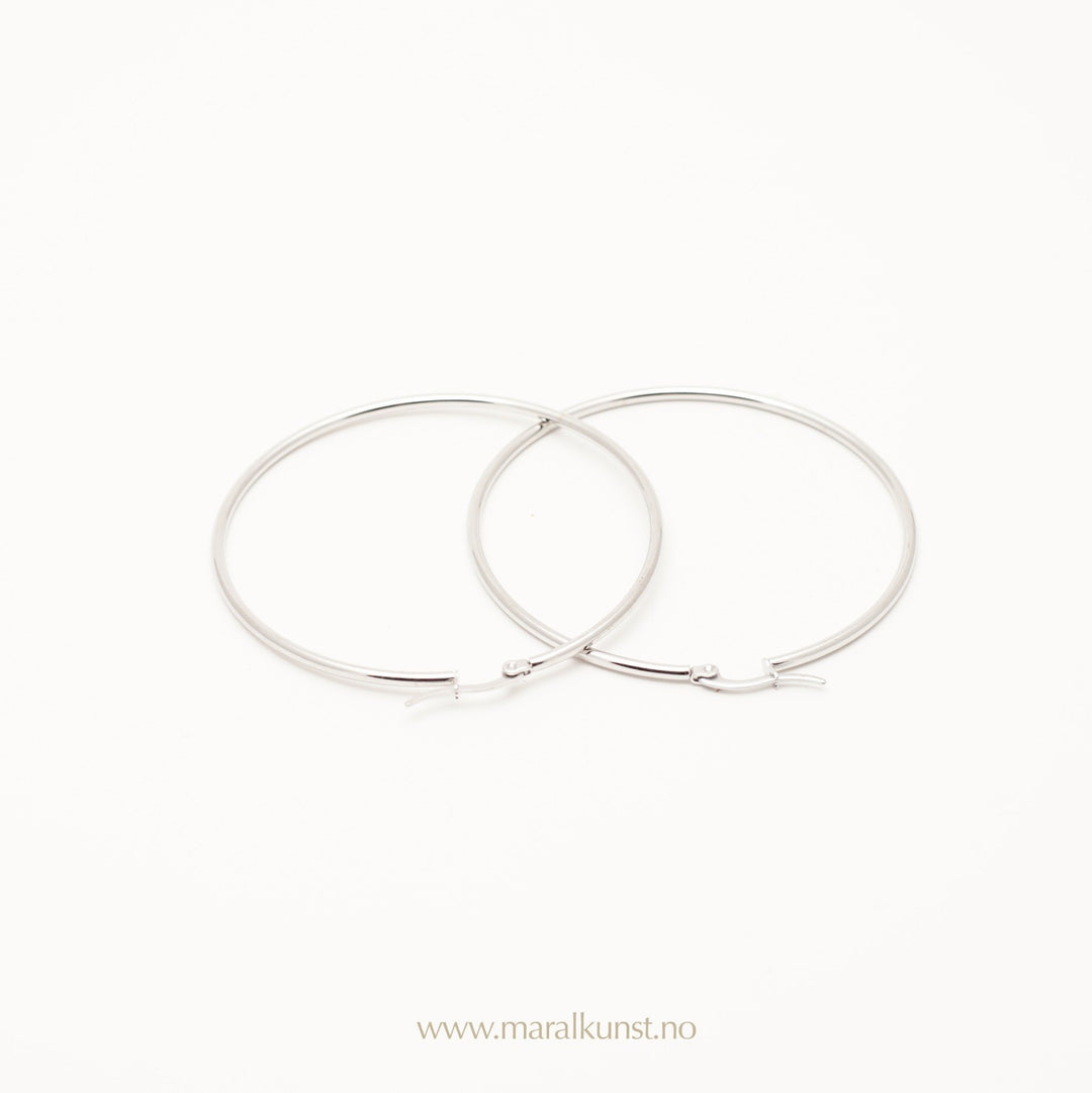 Steel Rounded Medium Hoop Earrings - Maral Kunst Jewelry