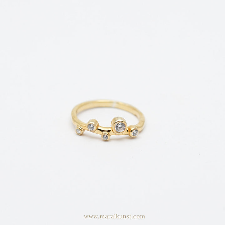 Minimalist Crystal Stack Ring in Gold - Maral Kunst Jewelry