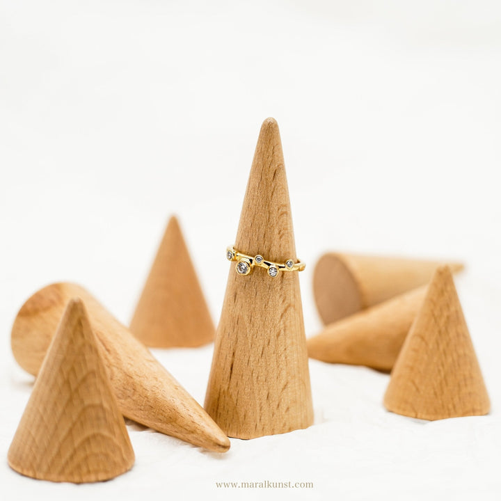Minimalist Crystal Stack Ring in Gold - Maral Kunst Jewelry
