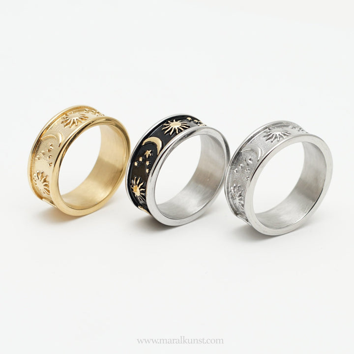 Moon And Sun Band Ring - Maral Kunst Jewelry