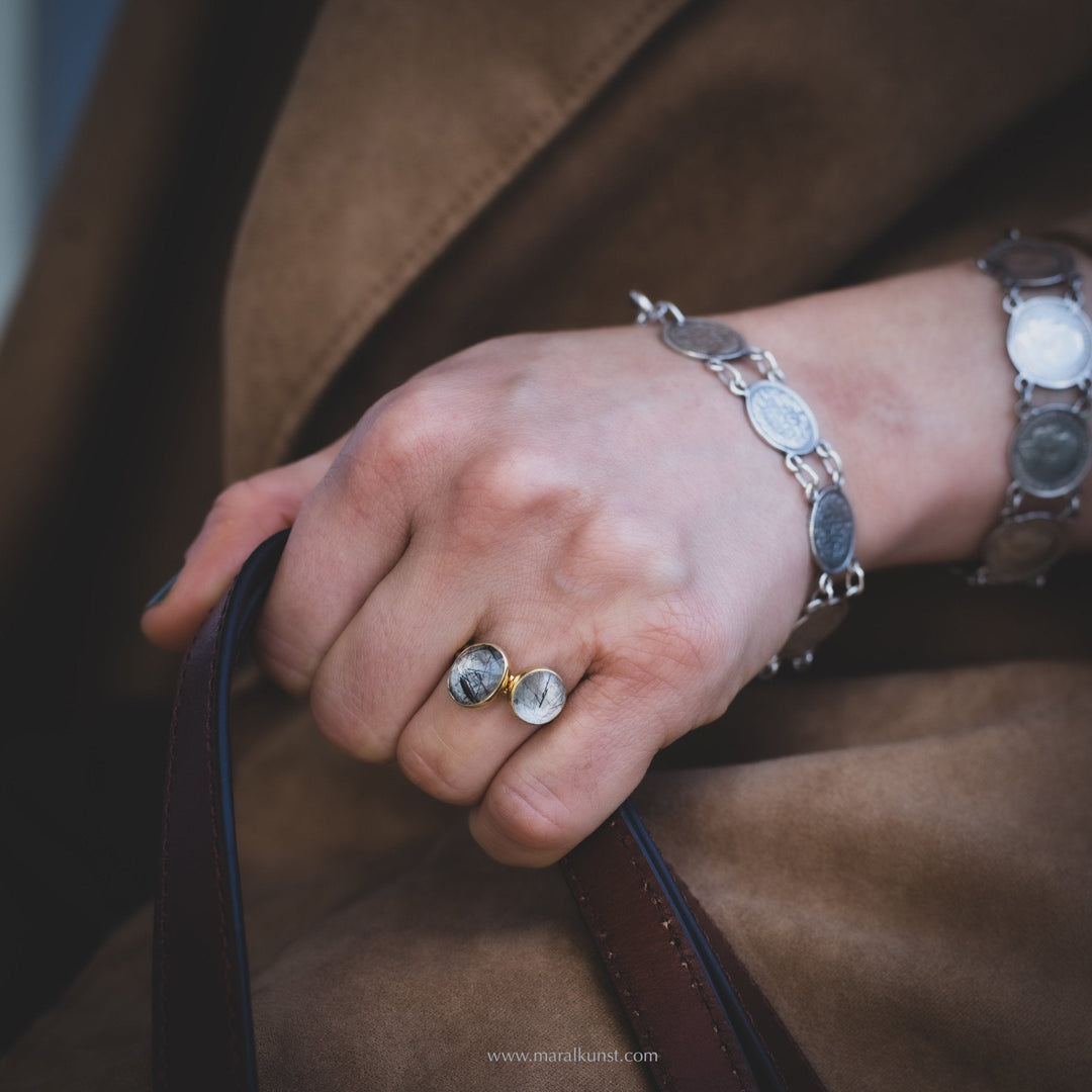 Multi Cabochon Stack Ring in Gold - Maral Kunst Jewelry