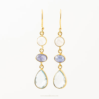 Lolite Blue Multi Gemstone Earrings - Maral Kunst Jewelry