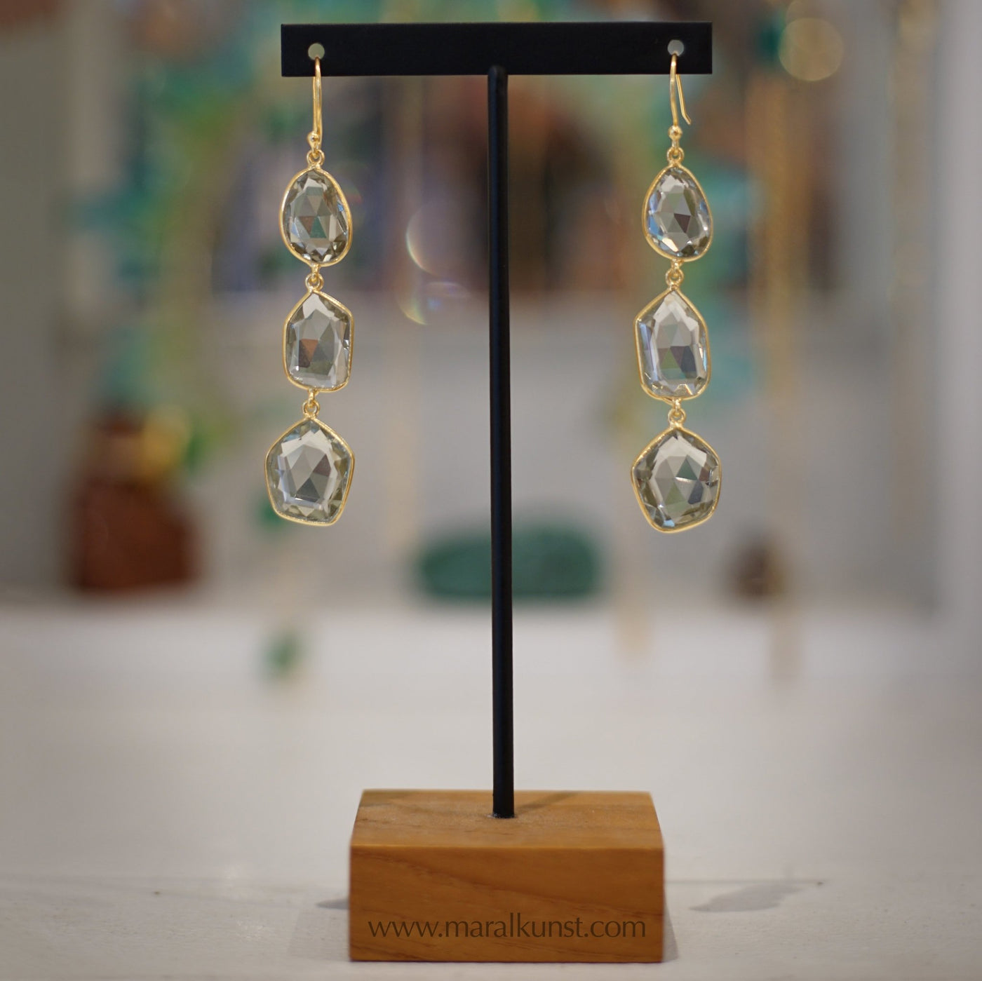 Natural Green Amethyst Earrings - Maral Kunst Jewelry