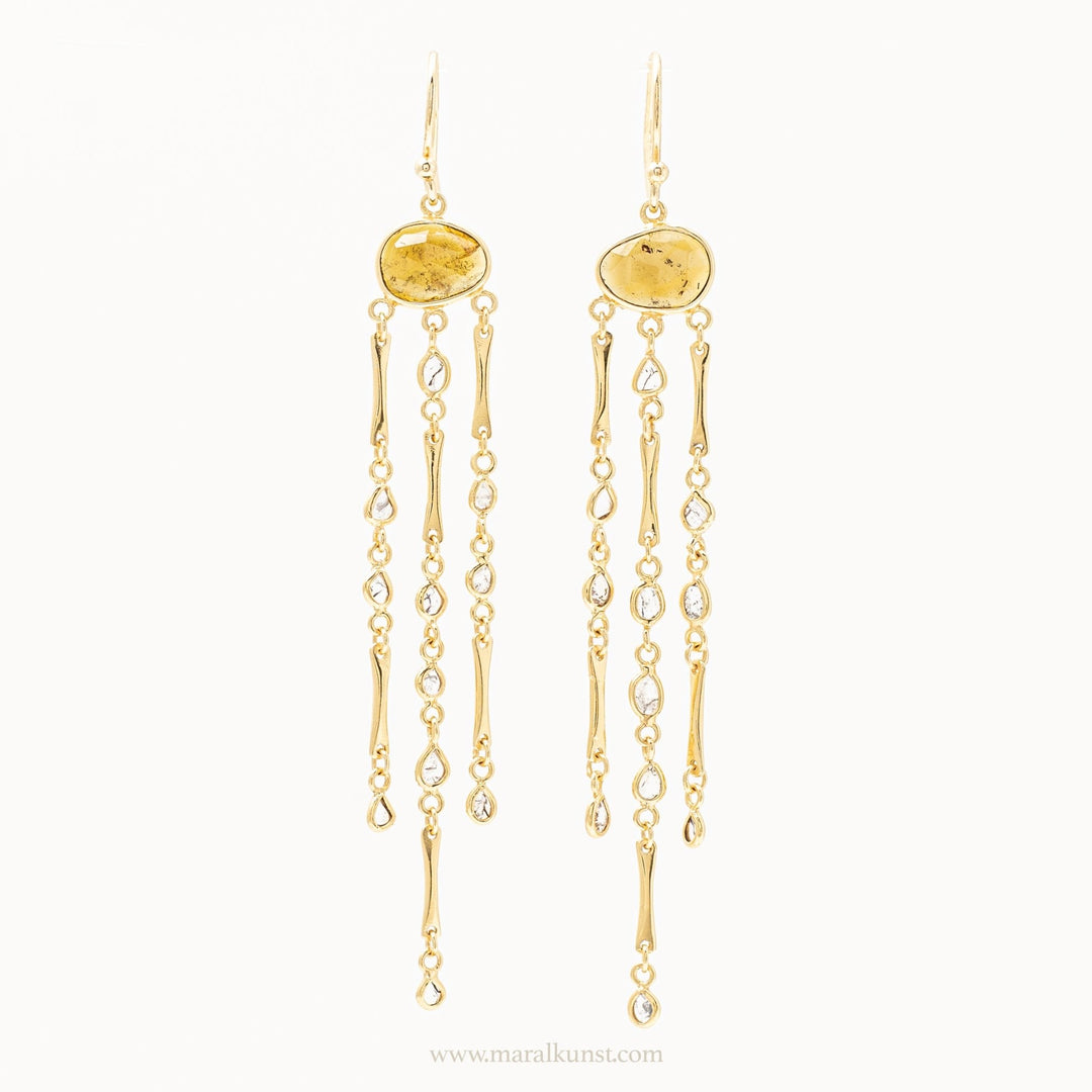 Natural Green Tourmaline plus Polki diamonds - Maral Kunst Jewelry