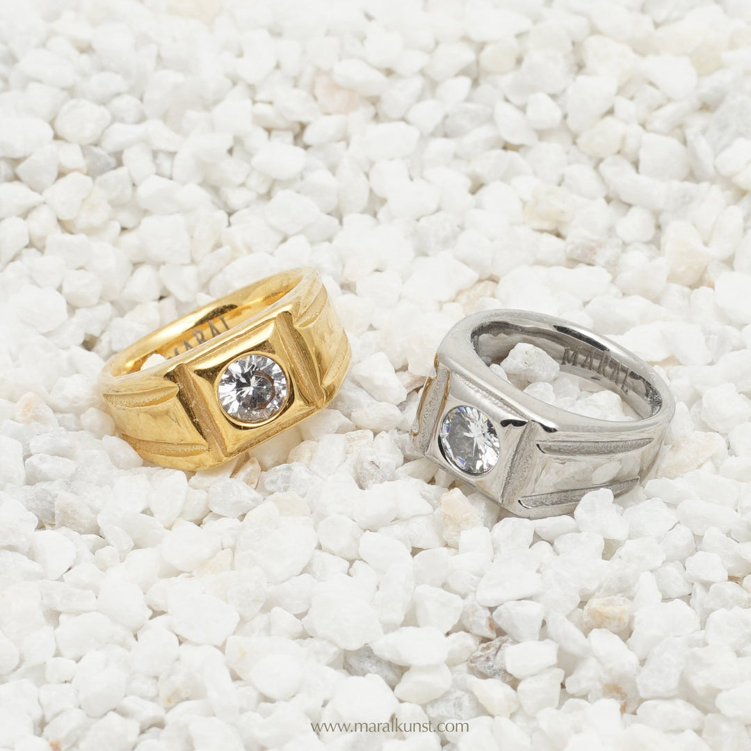 New Steel Crystal Ring - Maral Kunst Jewelry