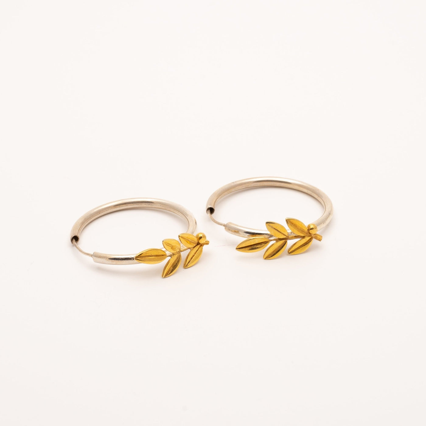 Olive leaves freak silver hoop earrings - Maral Kunst Jewelry