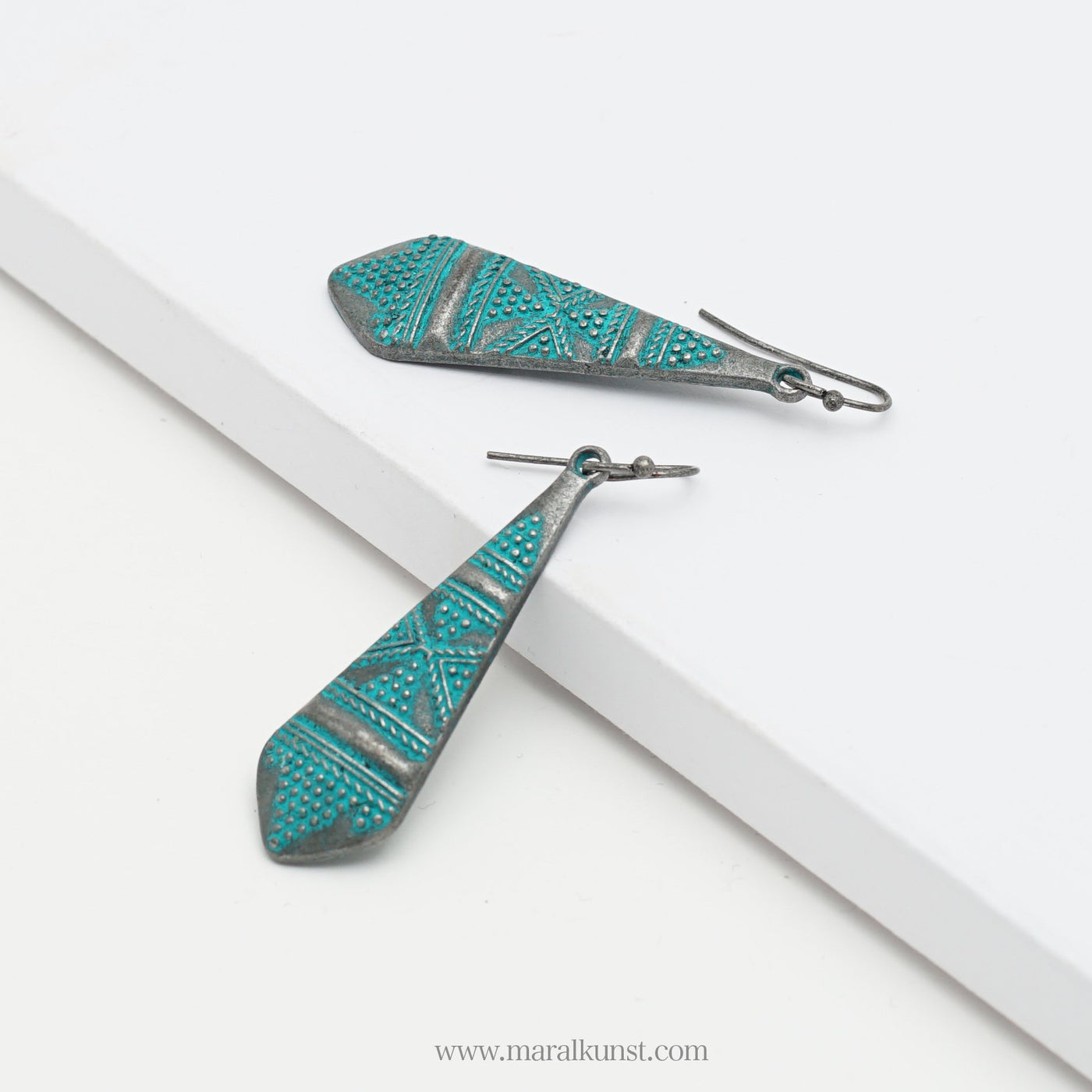 Turquoise Boho Patinated Earrings - Maral Kunst Jewelry