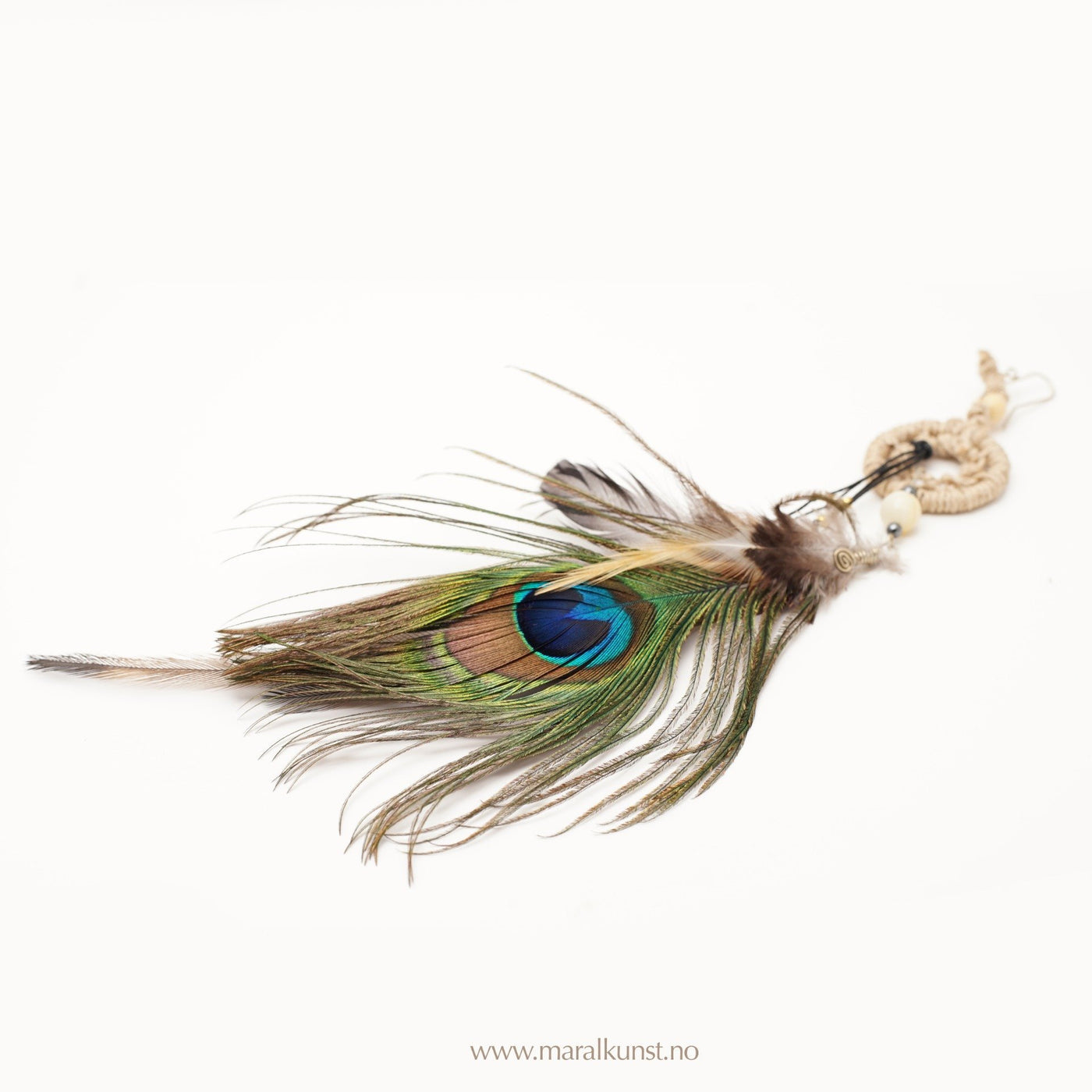 Peacock Feather Dangle Earrings - Maral Kunst Jewelry
