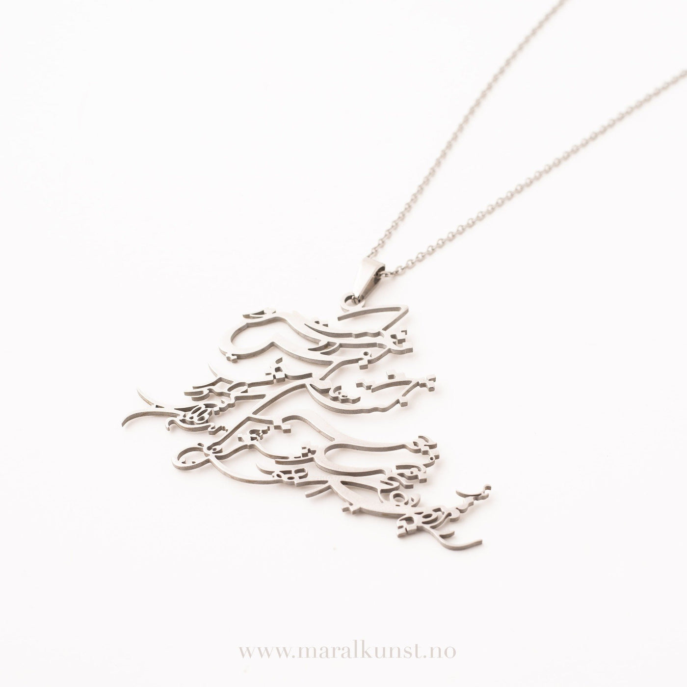 Persian Calligraphy Necklace in Silver - Maral Kunst Jewelry
