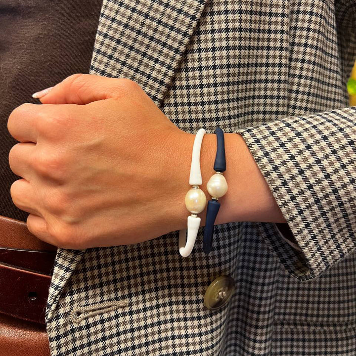 Miami WHITE Recycled Sustainable pearl designer bracelet( Maral special limited collection )