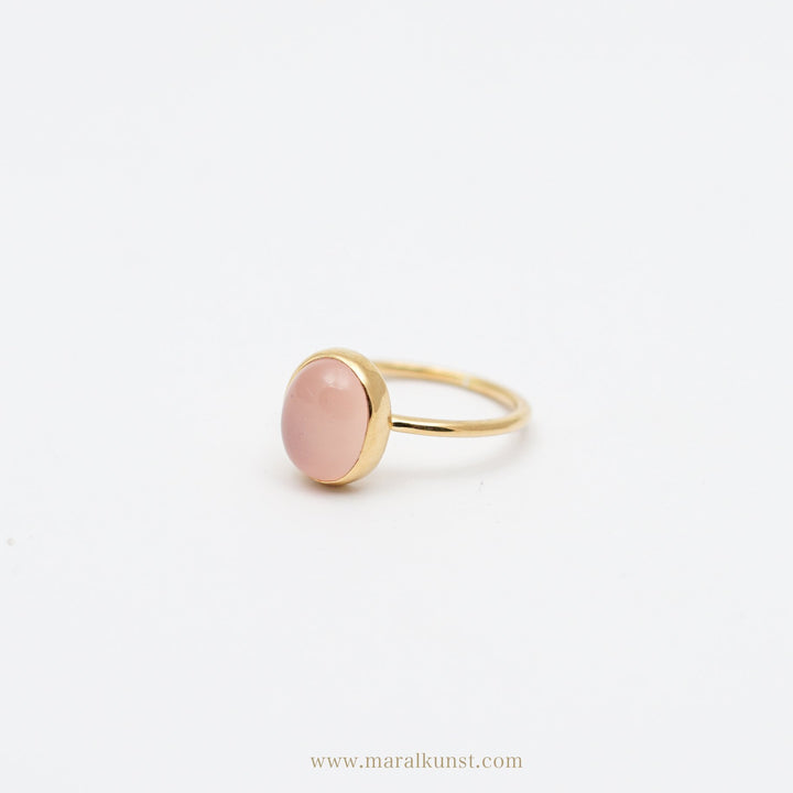 Pink stone gold plated silver ring - Maral Kunst Jewelry
