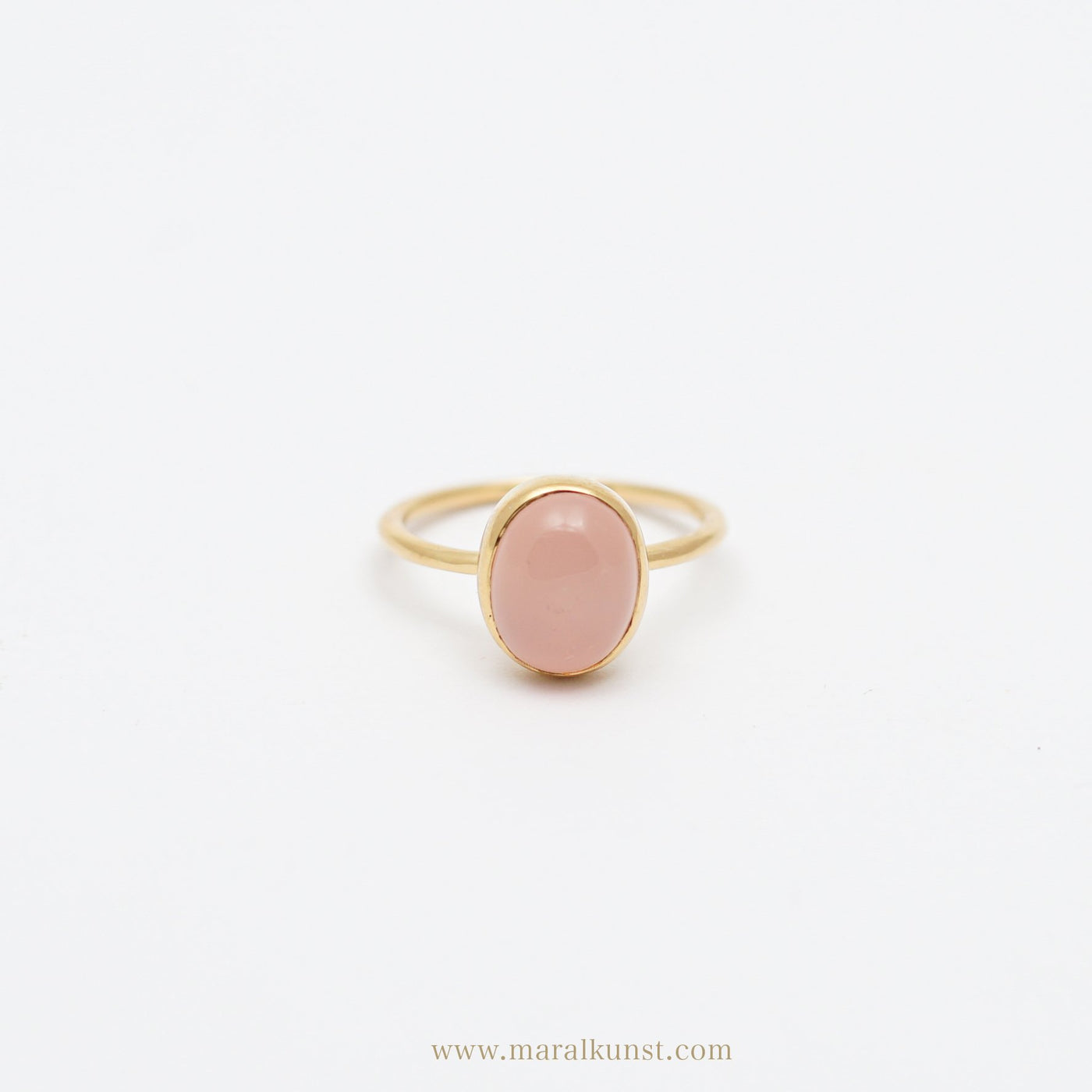 Pink stone gold plated silver ring - Maral Kunst Jewelry