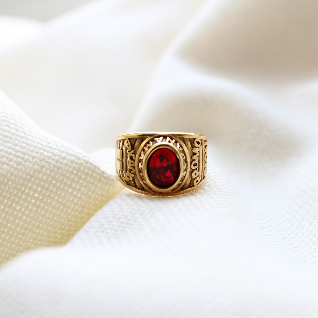 Red Cubic Zirconia Ring in Gold - Maral Kunst Jewelry