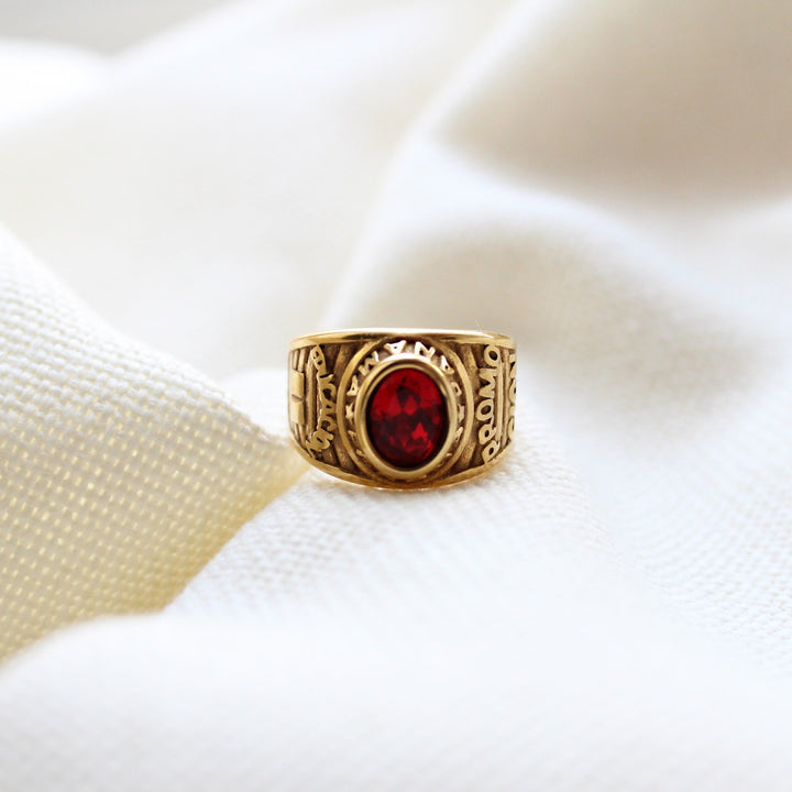 Red Cubic Zirconia Ring in Gold - Maral Kunst Jewelry