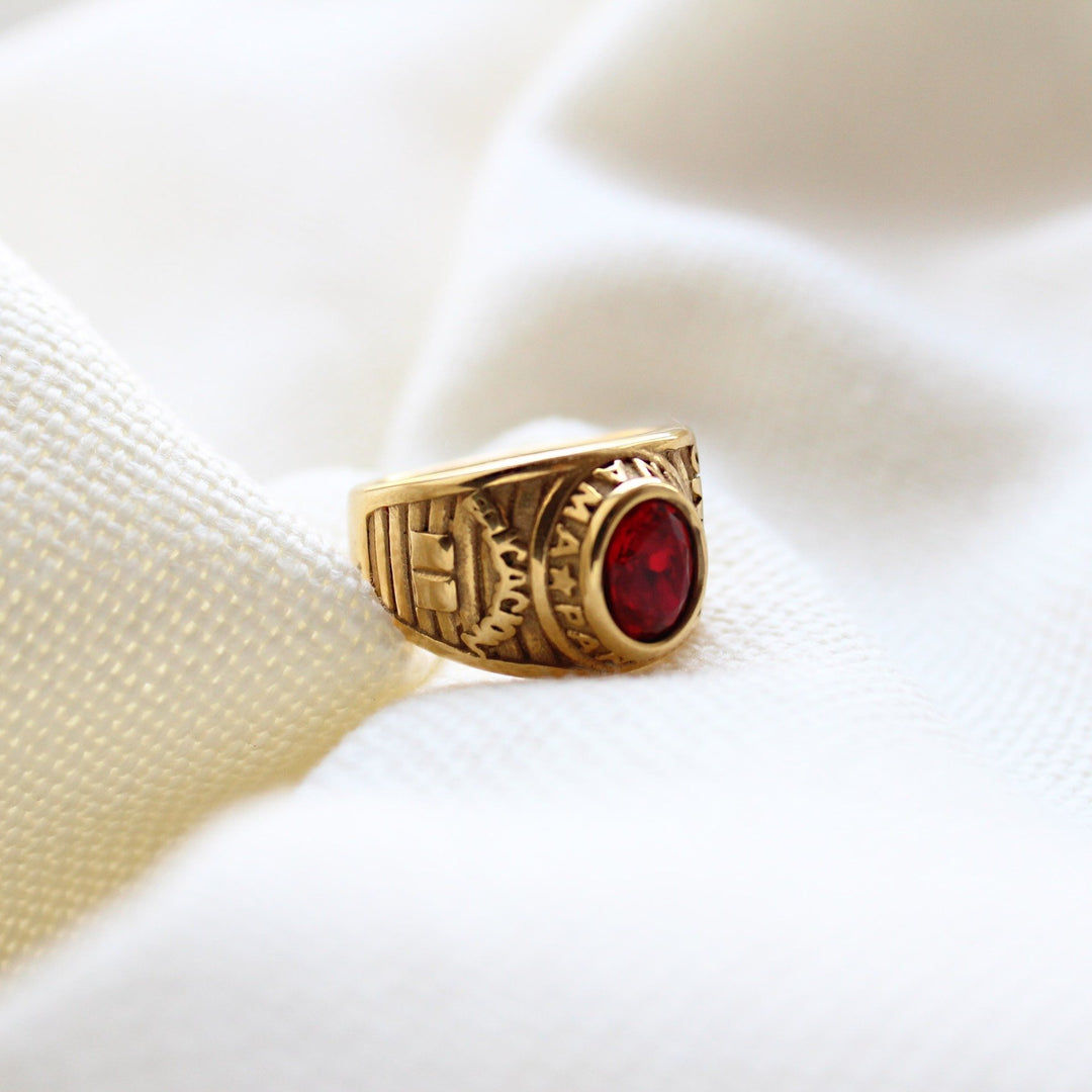 Red Cubic Zirconia Ring in Gold - Maral Kunst Jewelry
