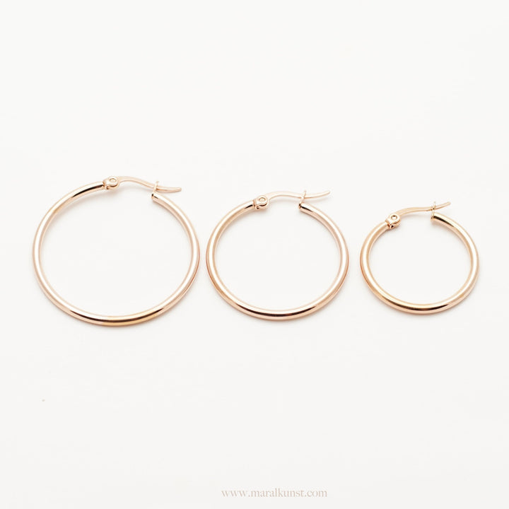 Rose Gold Hoop Earrings - Maral Kunst Jewelry