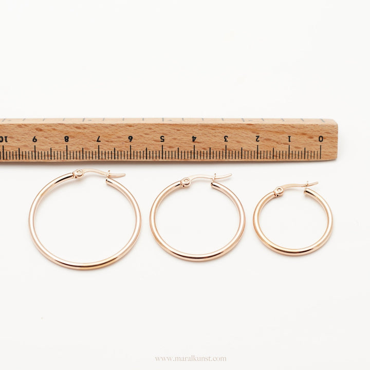 Rose Gold Hoop Earrings - Maral Kunst Jewelry