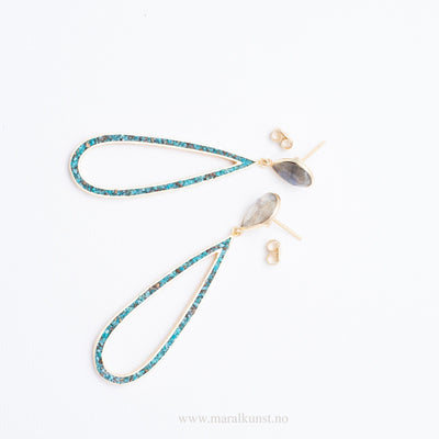 Turquoise Labradorite Silver Earrings - Maral Kunst Jewelry