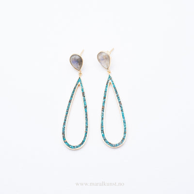 Turquoise Labradorite Silver Earrings - Maral Kunst Jewelry