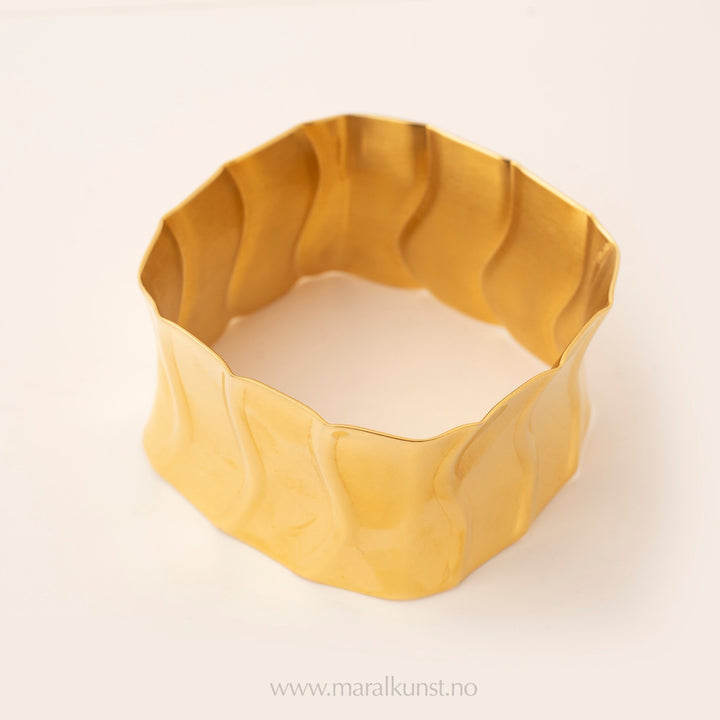 Wide Edge Gold Bangle Bracelet - Maral Kunst Jewelry