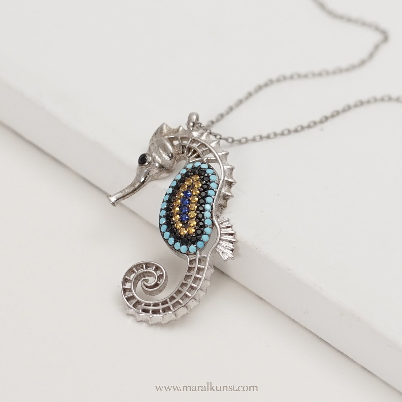 Colorful Seahorse Silver Necklace - Maral Kunst Jewelry