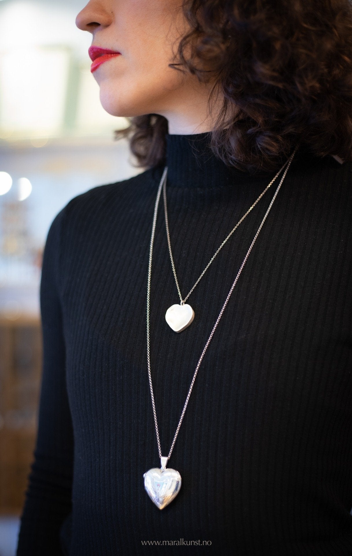 Silver Deformed Heart Necklace - Maral Kunst Jewelry
