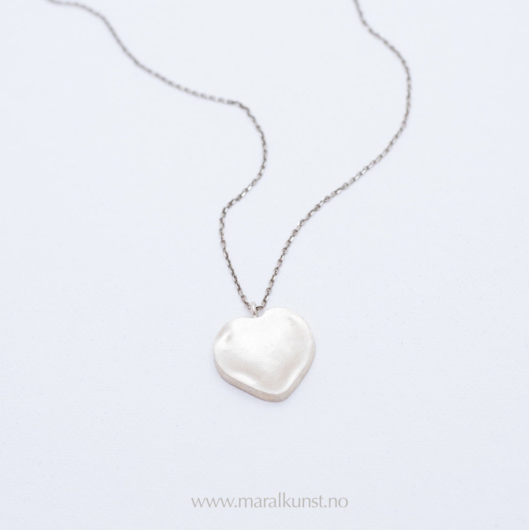 Silver Deformed Heart Necklace - Maral Kunst Jewelry