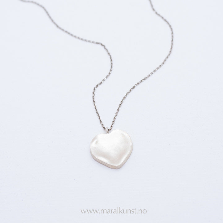 Silver Deformed Heart Necklace - Maral Kunst Jewelry