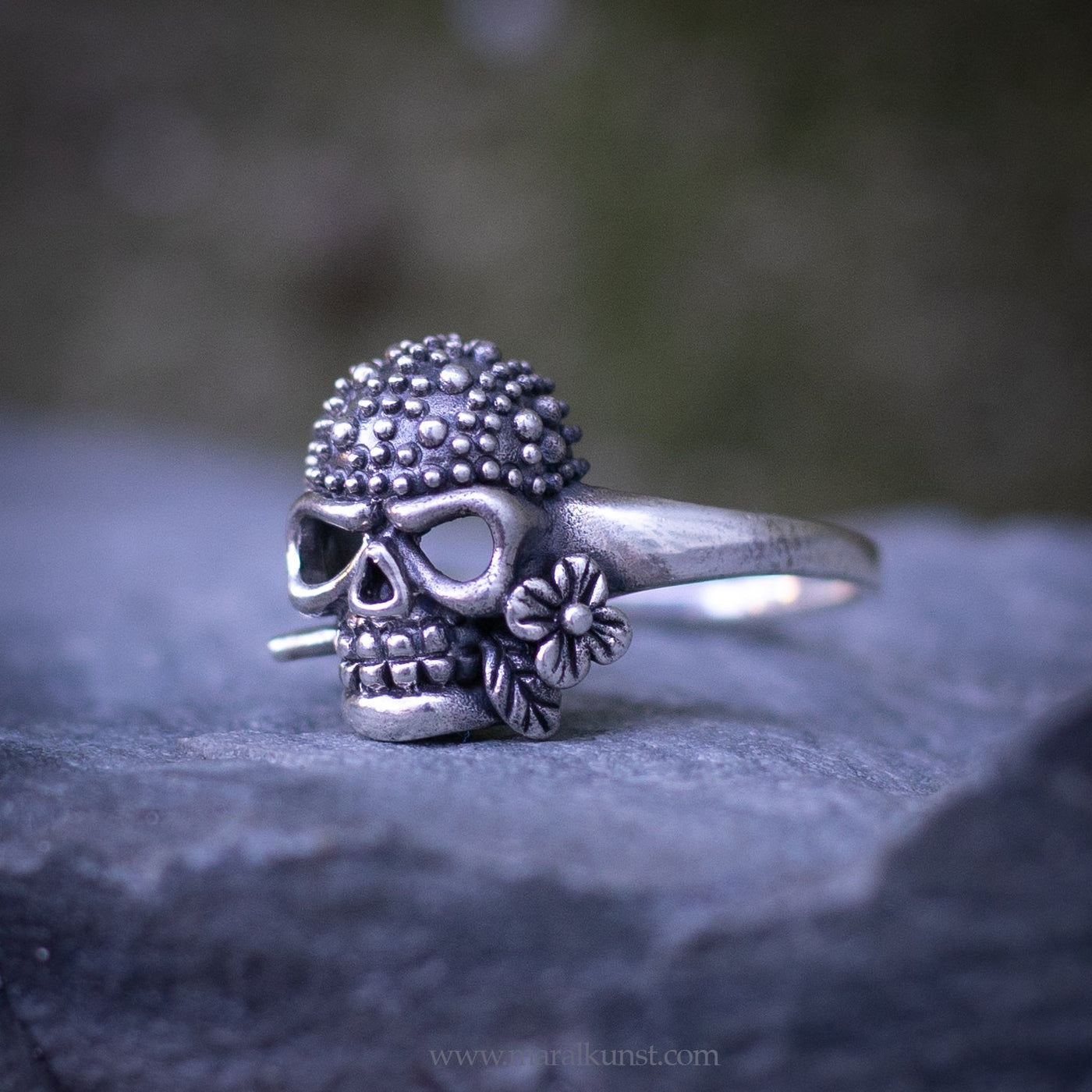 silver skull Mexican ring - Maral Kunst Jewelry