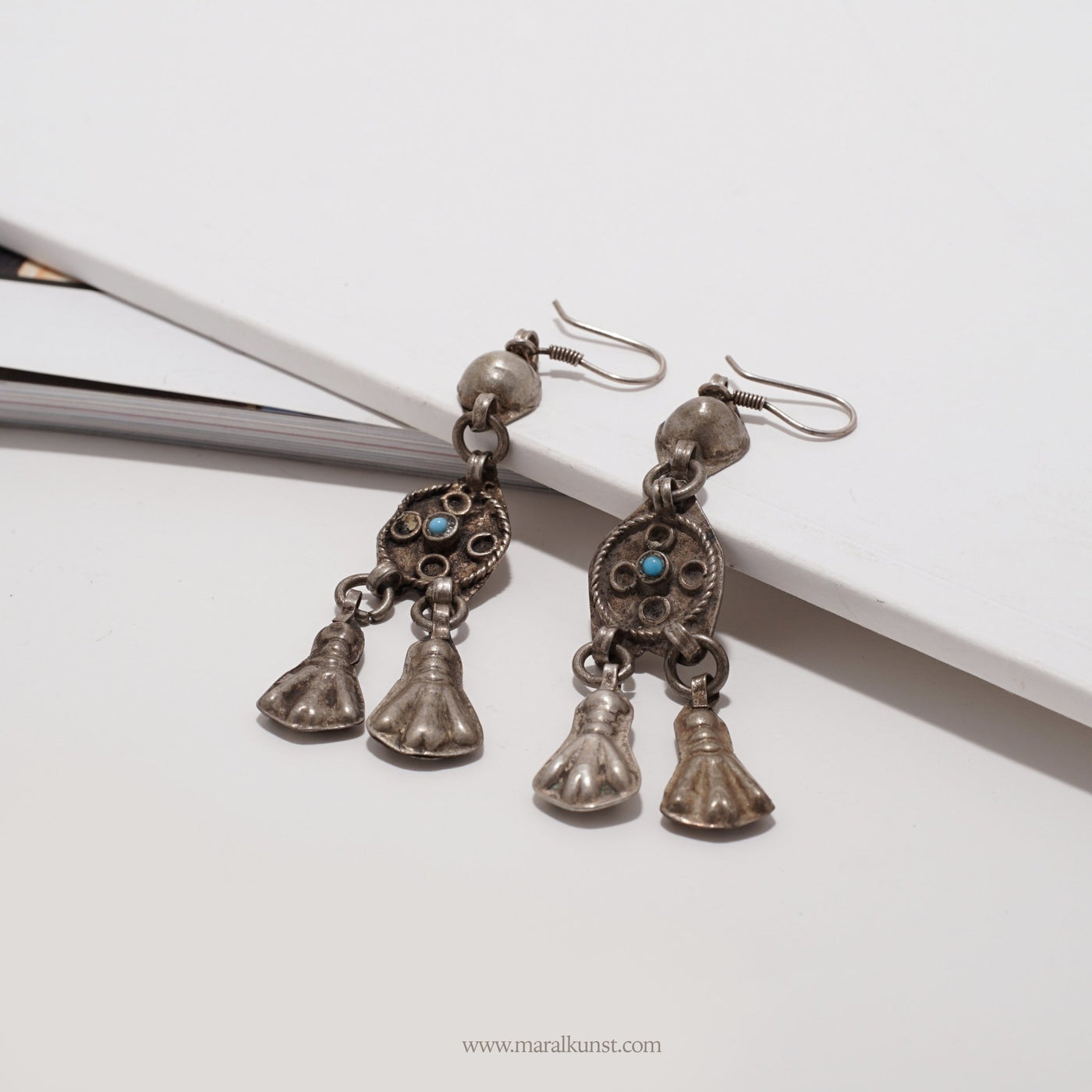 Silver turquoise earrings - Maral Kunst Jewelry