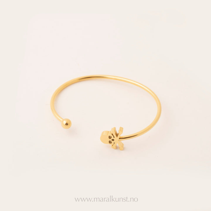 Minimalist Skull Gold Cuff Bracelet - Maral Kunst Jewelry