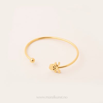 Minimalist Skull Gold Cuff Bracelet - Maral Kunst Jewelry