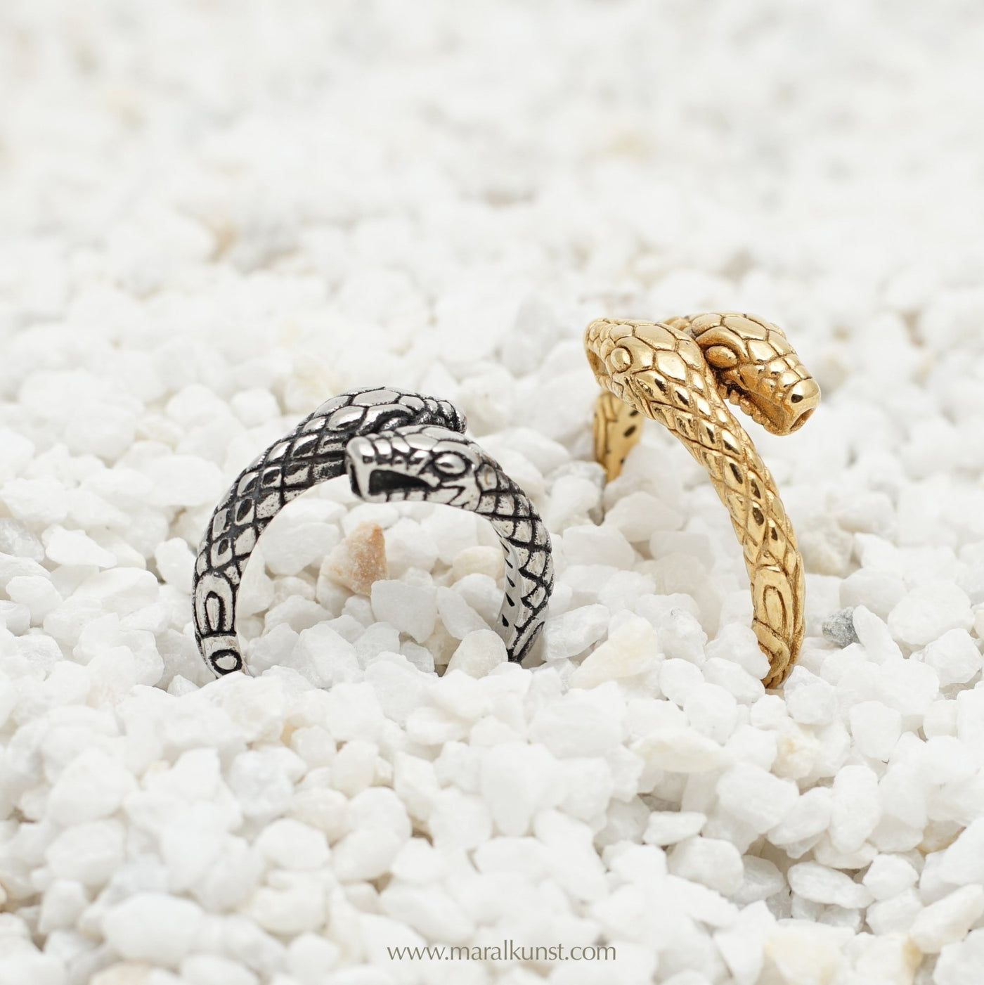Two Headed Snake Ring in Gold - Maral Kunst Jewelry