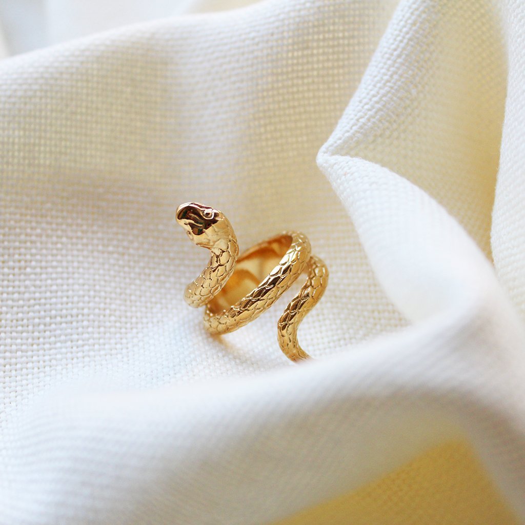 Snake Great Gold Plated Ring - Maral Kunst Jewelry