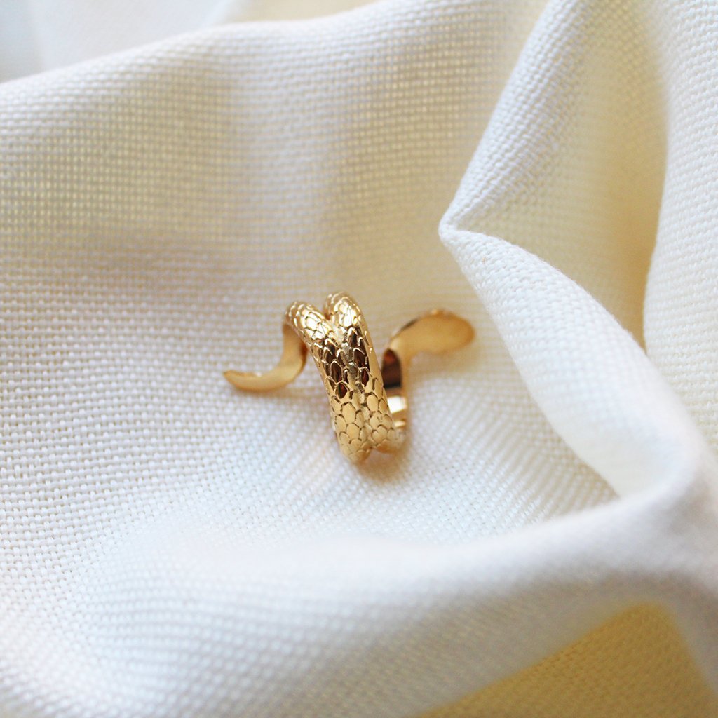 Snake Great Gold Plated Ring - Maral Kunst Jewelry