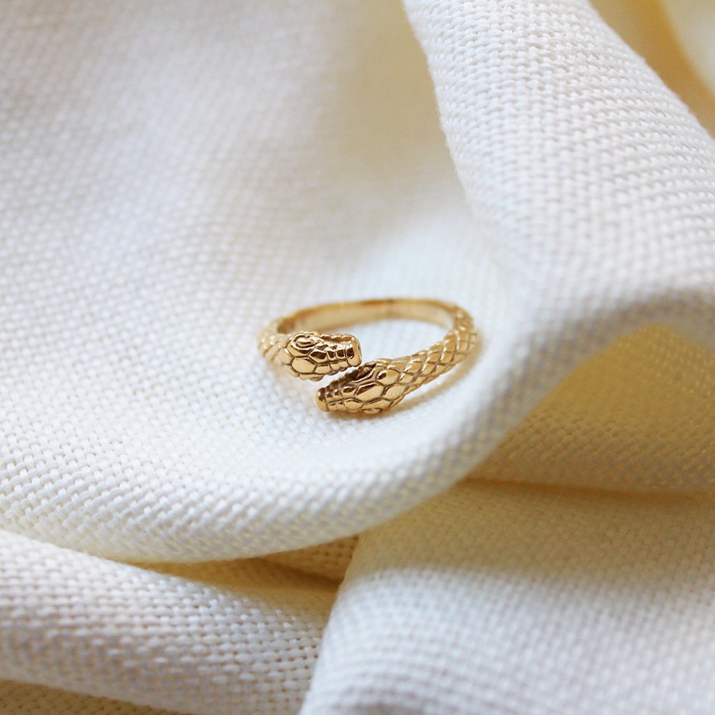 Two Headed Snake Ring in Gold - Maral Kunst Jewelry