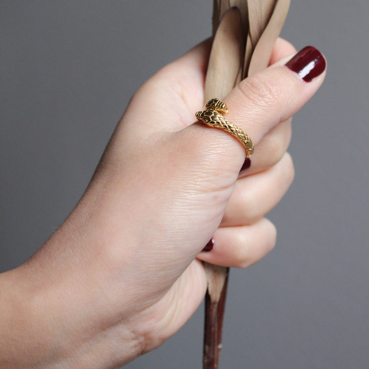 Two Headed Snake Ring in Gold - Maral Kunst Jewelry
