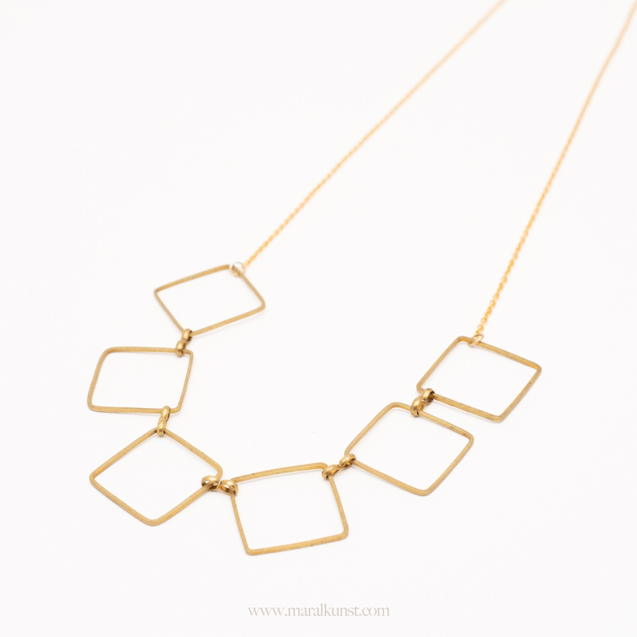 Maral design geometric modern design Square brass & steel necklace ...