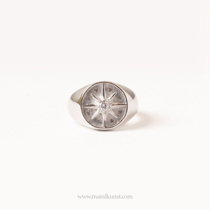 Maralkunst special star signet Ring stainlessteel
