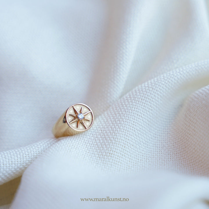 North Star CZ Signet Ring - Maral Kunst Jewelry