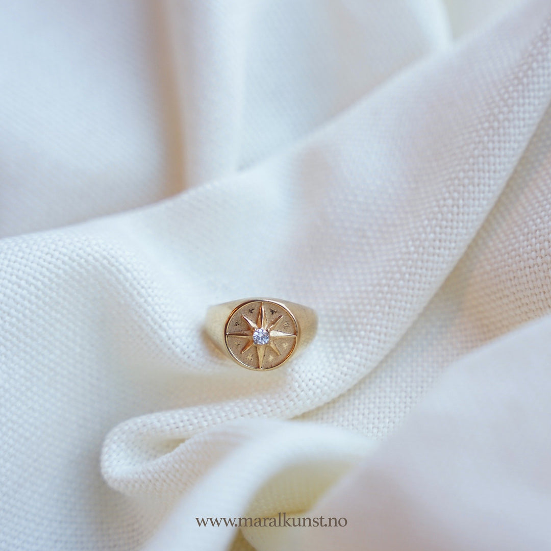 North Star CZ Signet Ring - Maral Kunst Jewelry
