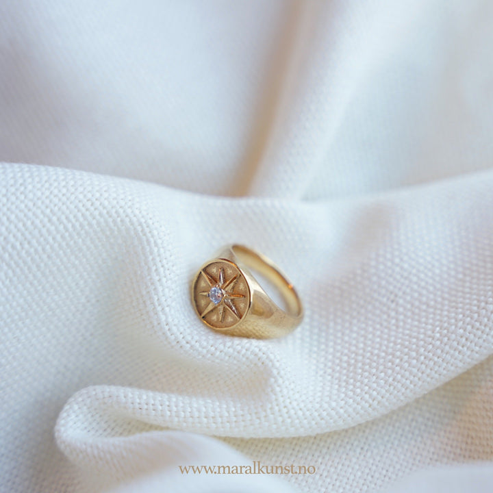 North Star CZ Signet Ring - Maral Kunst Jewelry