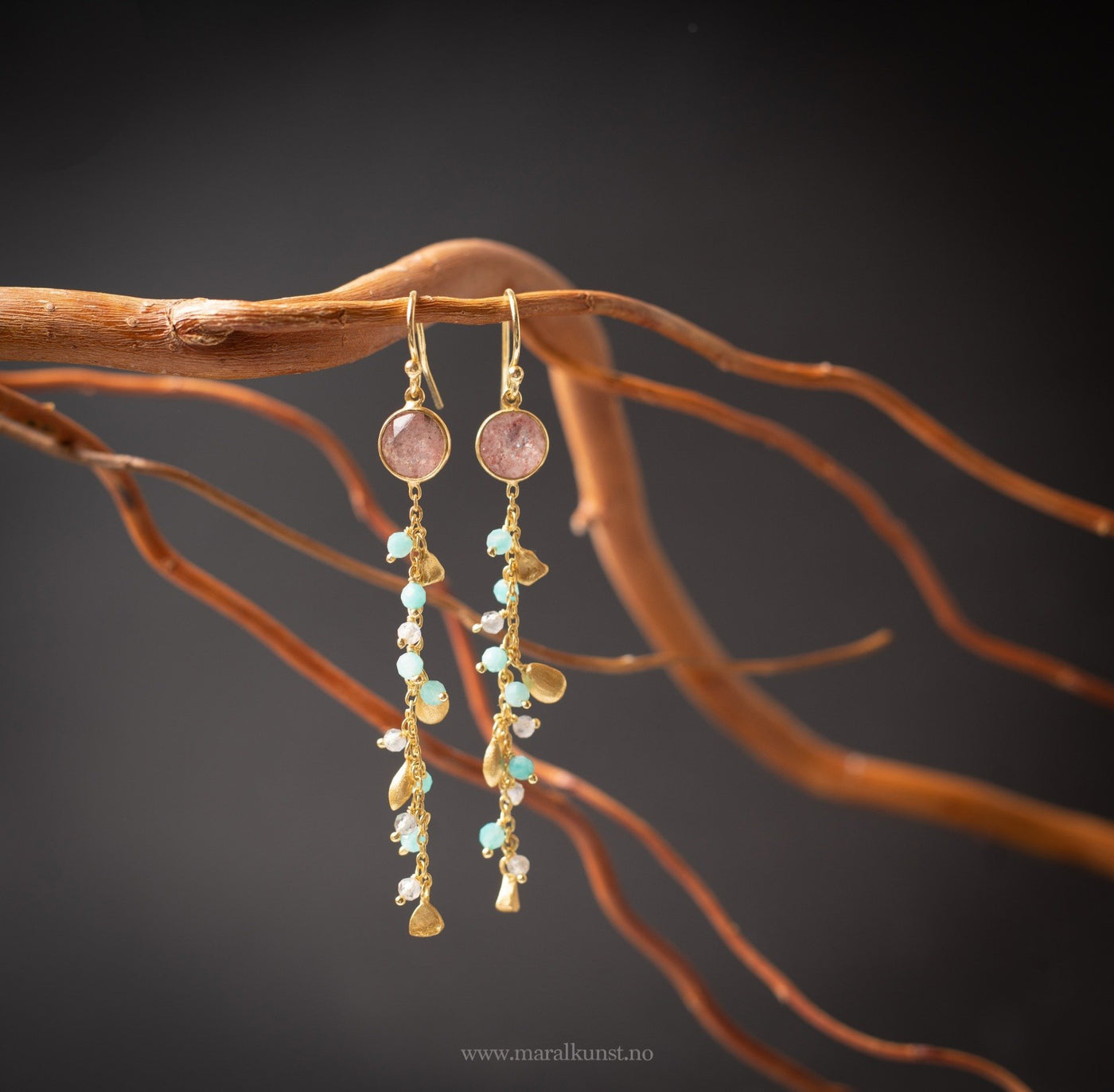 Labradorite Moonstone Pearl Earrings - Maral Kunst Jewelry