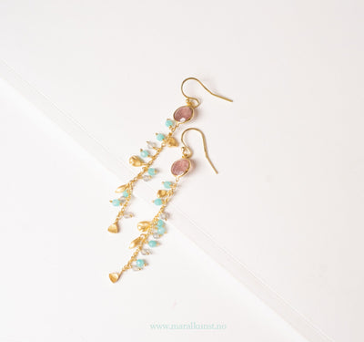 Labradorite Moonstone Pearl Earrings - Maral Kunst Jewelry