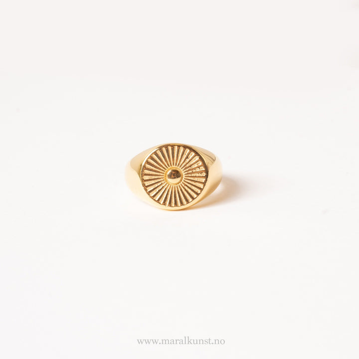 Gold Plated Sun Signet Ring - Maral Kunst Jewelry