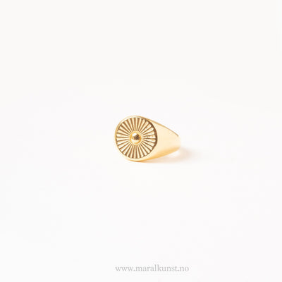 Gold Plated Sun Signet Ring - Maral Kunst Jewelry