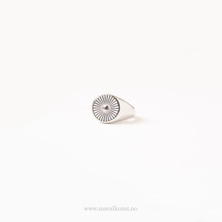 Steel Sun Beam Signet Ring - Maral Kunst Jewelry