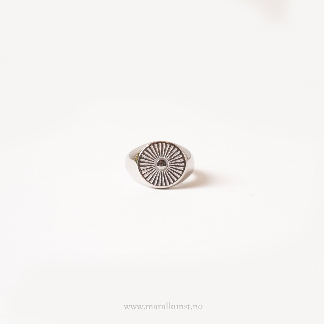 Steel Sun Beam Signet Ring - Maral Kunst Jewelry