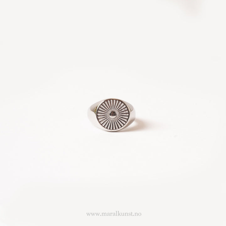 Steel Sun Beam Signet Ring - Maral Kunst Jewelry